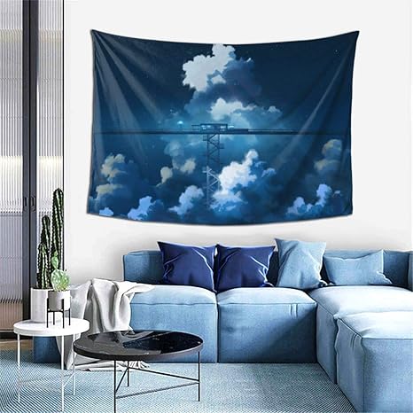 Amazon Co Jp Lgift タペストリー 雲に隠す鉄道線 おしゃれ壁掛け モダンアート 装飾布 インテリア ウォールアート 布ポスター 大判 ファブリック装飾用品 多機能 室内 窓や壁の飾り お店 人気 新居祝い 個性ギフト 152x102cm ホーム キッチン