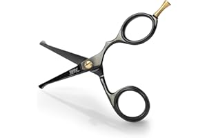 BRV MEN Rounded-Tip Small Trim Scissors for Men 4.2" | High Carbon Stainless Steel | Nose Hair for Men | Professional Grooming Scissors for Beard, Mustache & Ear Hair - RIGHT HANDED (Black)