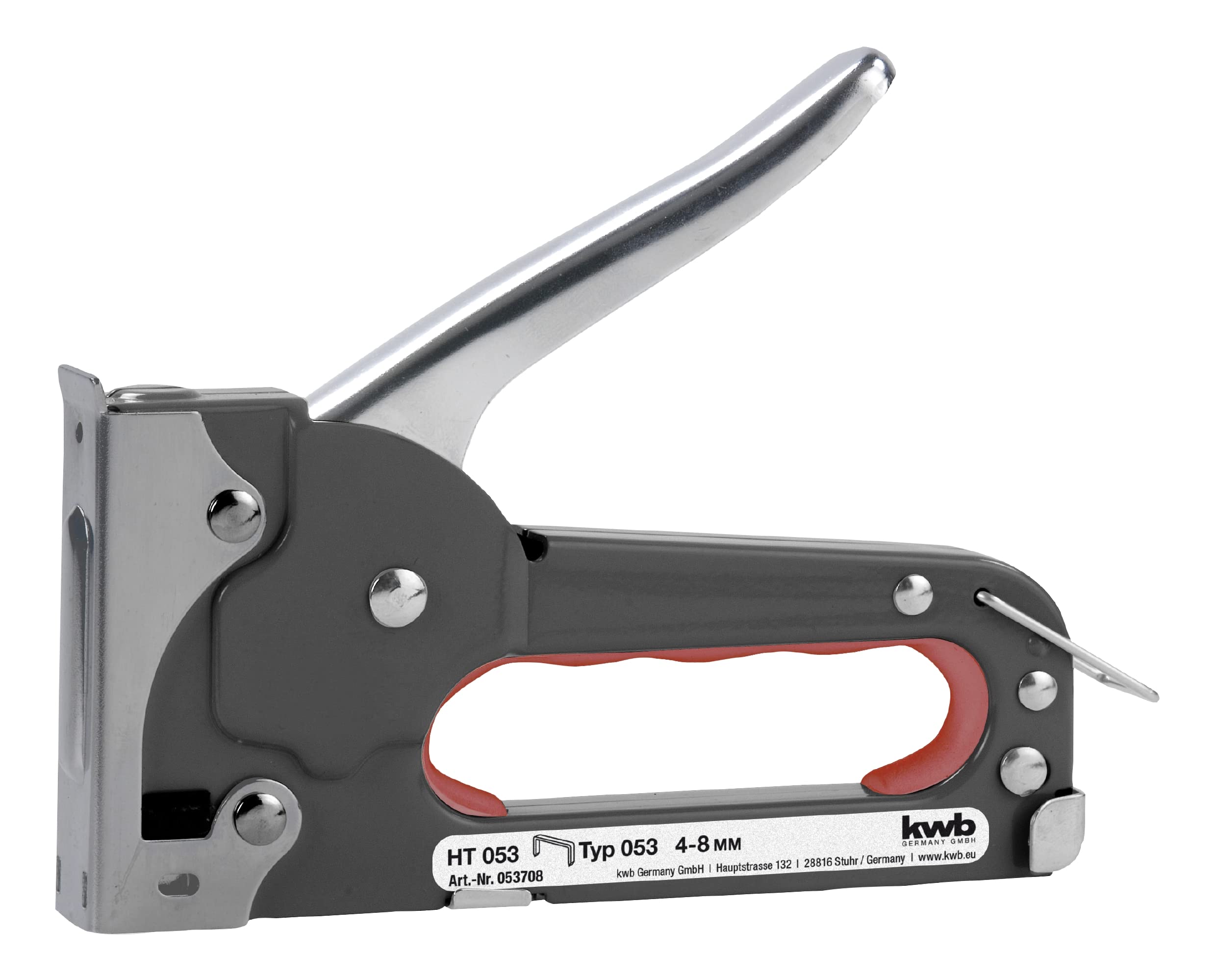 kwb Kraftixx Hand Tacker Tack 80, Type 053 Staples, 50 pcs 4 - 8 mm, Tool Tacker, Yellow Design