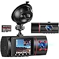 Dual Dash Cam Front and Inside with 64GB Card,Milerong X25 1080P Dash Camera for Cars with Infrared Night Vision,Loop Recording,G-Sensor,24H Park Monitor,Inside Car Camera for Uber/Lyft/Taxi Driver