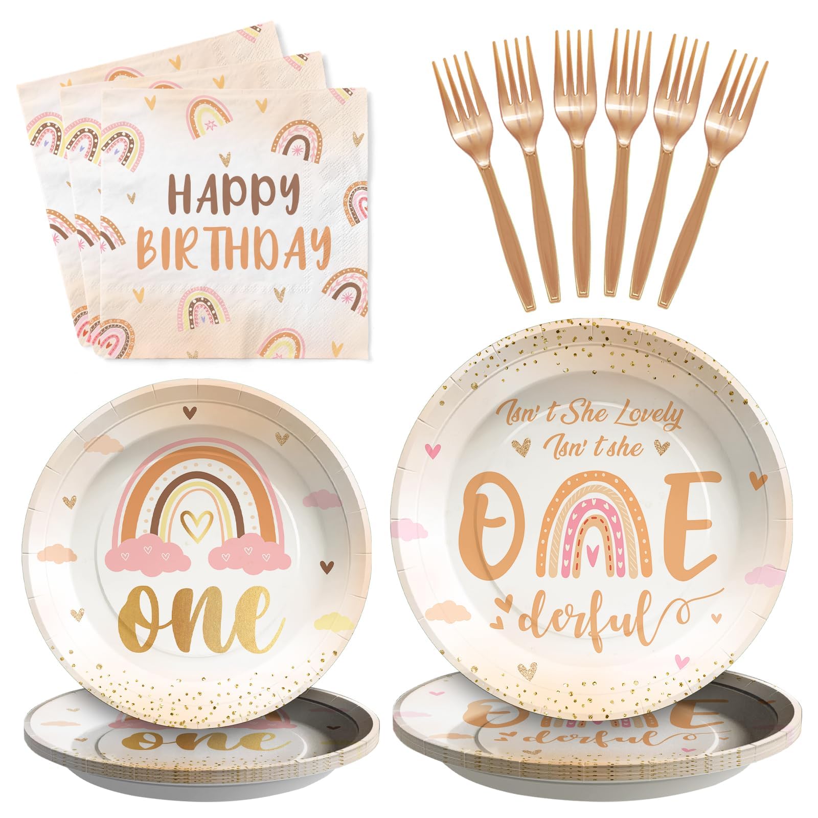 96Pcs Boho Rainbow 1st Birthday Decorations Isn't