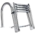 thumbnail interactive-video image 1 of Amarine Made 4-Step Stainless Steel Folding Pontoon Boat Ladder – Extra Wide Step 1 of 3