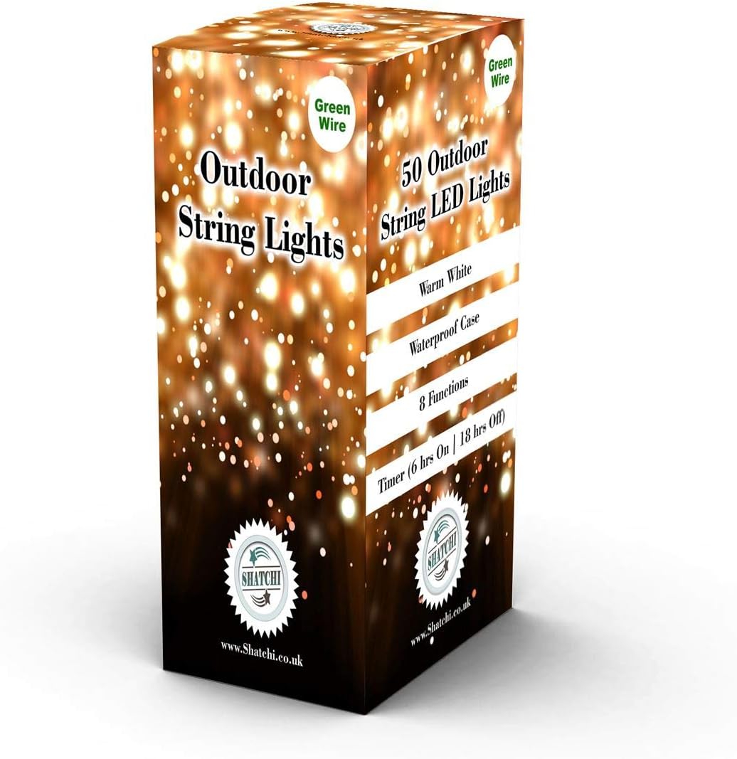 SHATCHI 50 Multicolour LEDs Battery Operated Fairy Lights Waterproof Indoor/Outdoor 8 Changing Modes Timer Christmas Wedding Party Birthday Decorations - Image 3