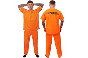 I LOVE FANCY DRESS Orange Prisoner Costume Adults Unisex Convict Fancy Dress Outfit - Men and Women
