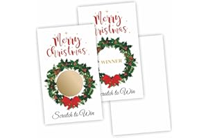 TPYEN Merry Christmas Scratch Off Cards with Stickers - Xmas Wreath Scratch & Win Game Cards - 40Pcs Lottery Game Cards for Group Kids & Adult Prizes Activity - A06, White & Green