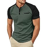 Sailwind Men's Cotton Henley Short Sleeve Casual T-Shirts with Pocket