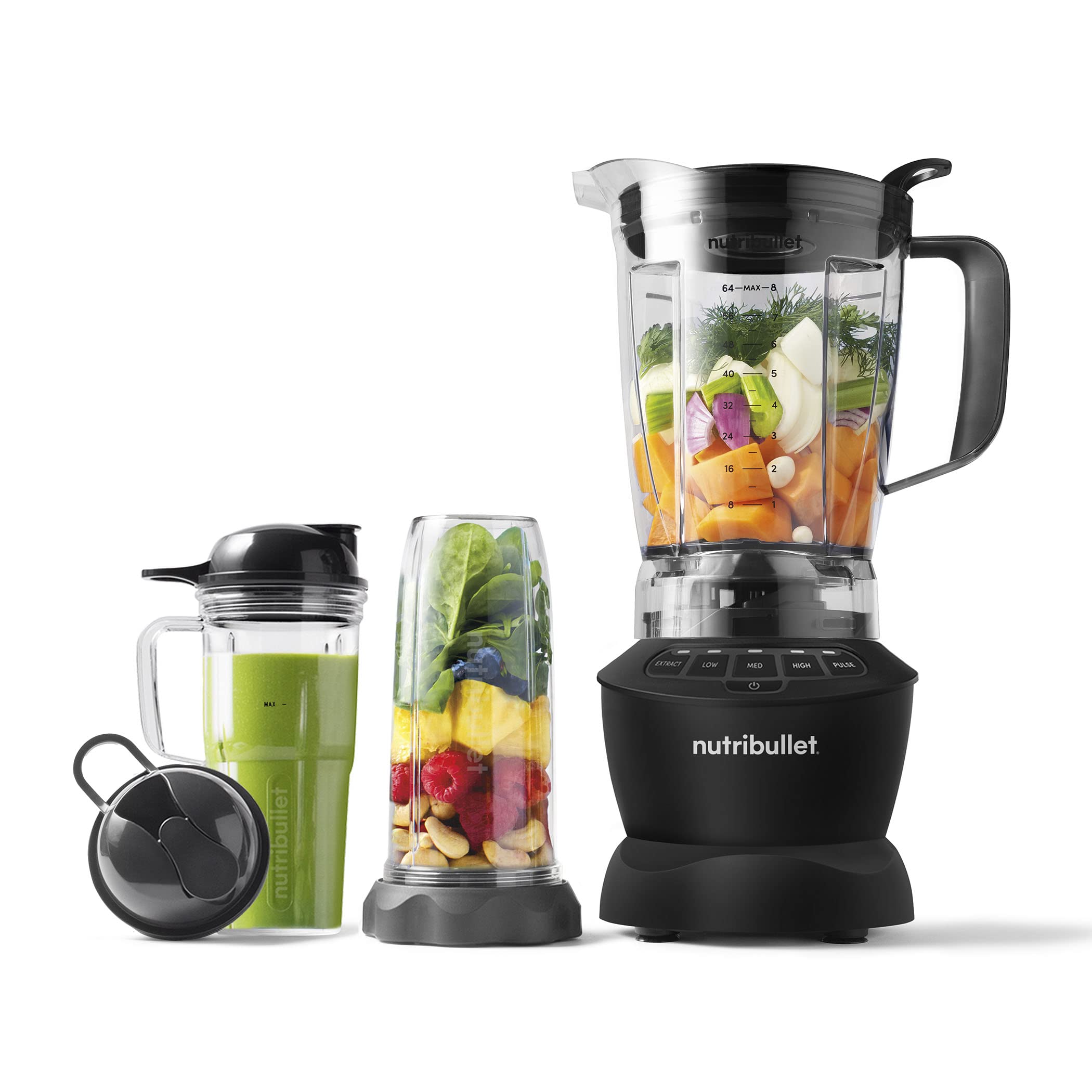 Combo de licuadora de tamaño completo Nutribullet de 1200 W, negro mate