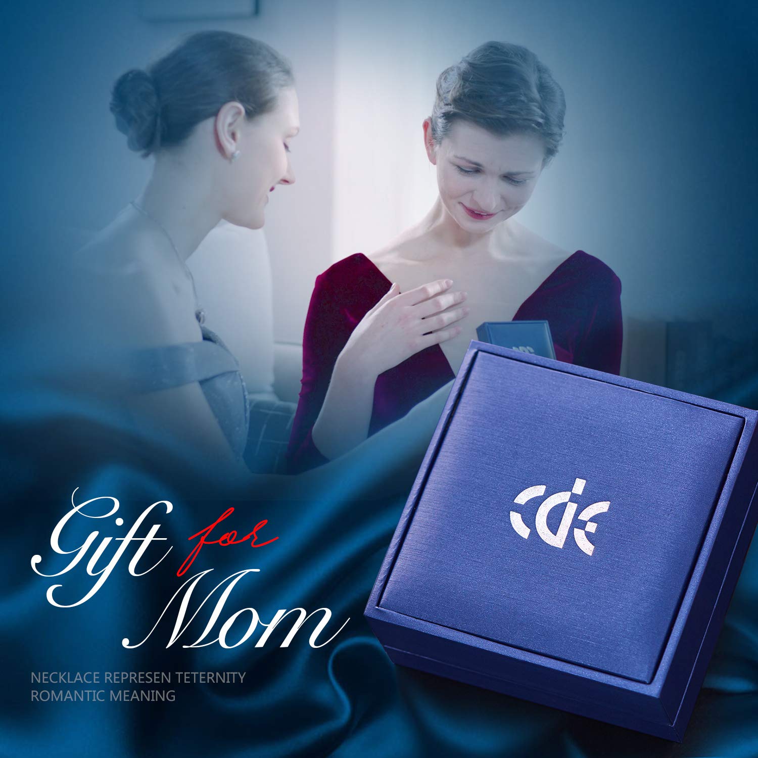 CDE Jewelry Set for Women Heart Shape Pendant Necklace and Studs Earrings Embellished with Crystals from Swarovski Dark Blue Heart of Ocean Pendant Necklace Set Gifts for Mothers Day