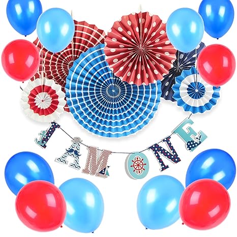 Sunbeauty Nautical 1st Birthday Party Decoration Kit Ahoy Baby