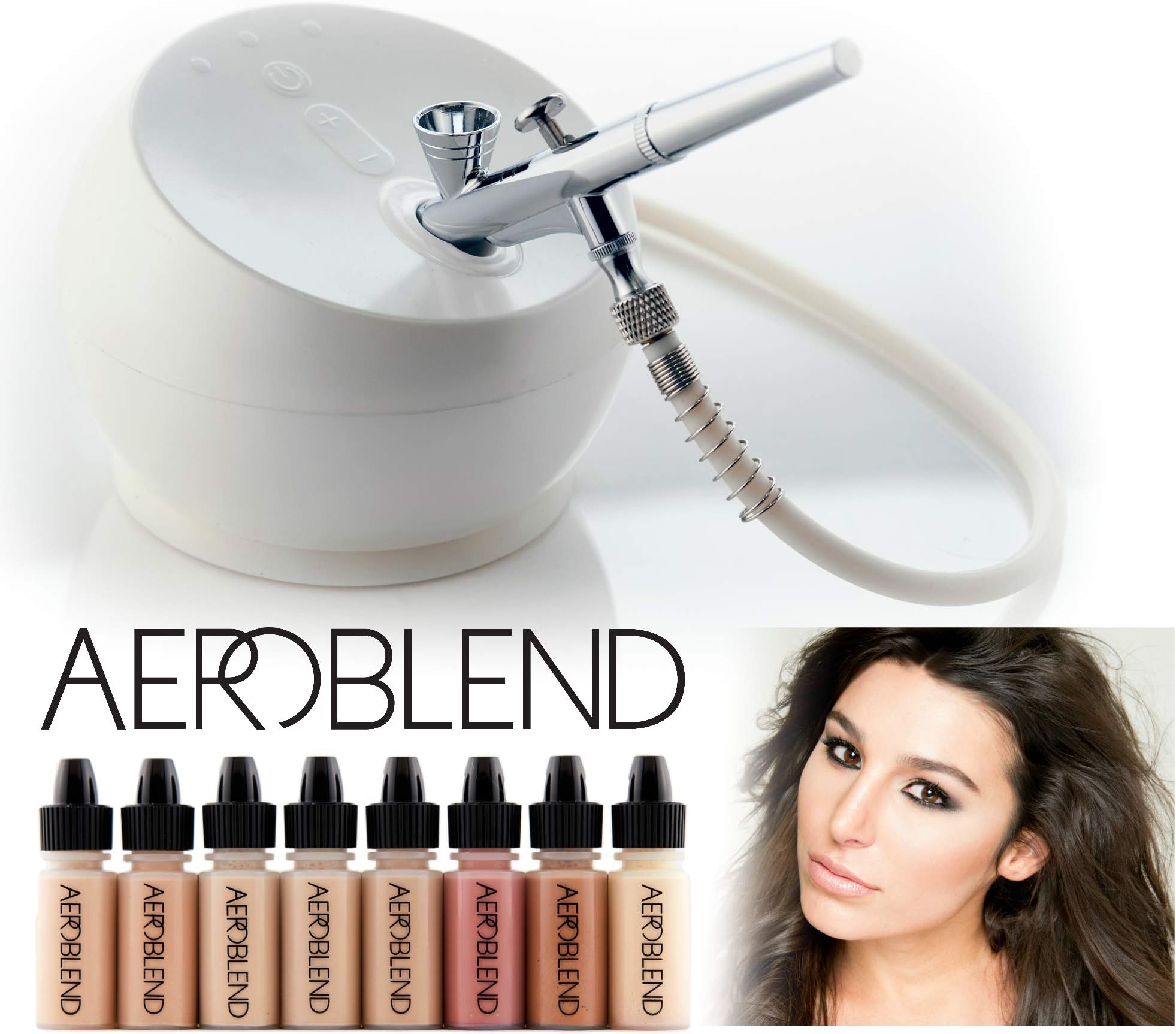 Deluxe 2.0 Aeroblend Airbrush Makeup Personal Starter Kit - Professional Cosmetic Airbrush Makeup System - Internal Battery -Color Match Guarantee - Full 1-Year Warranty (Medium)