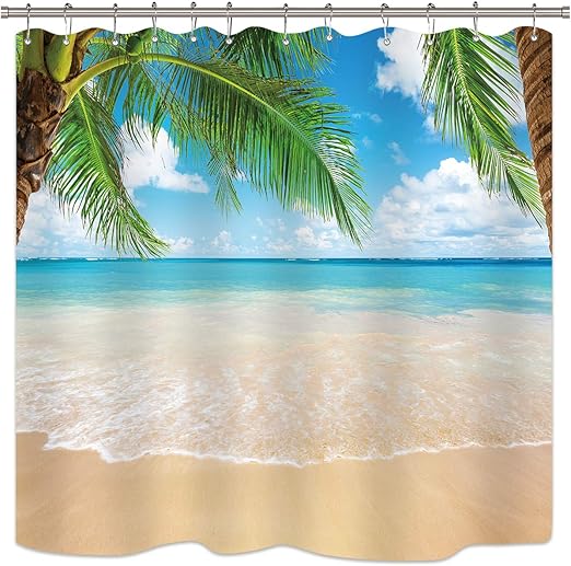 Amazon Com Riyidecor Ocean Coastal Shower Curtain Summer Beach