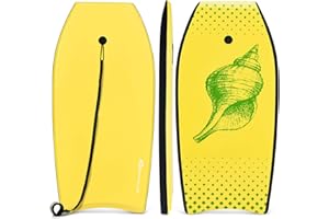 Goplus Boogie Boards for Beach, 41''/37''/33'' Lightweight Body Board with EPS Core, XPE Deck, HDPE Slick Bottom, Wrist Leash, Bodyboard for Kids Adults Surfing