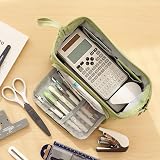 EASTHILL Large Capacity Pencil Case Green with Front Flap Open Design view 6