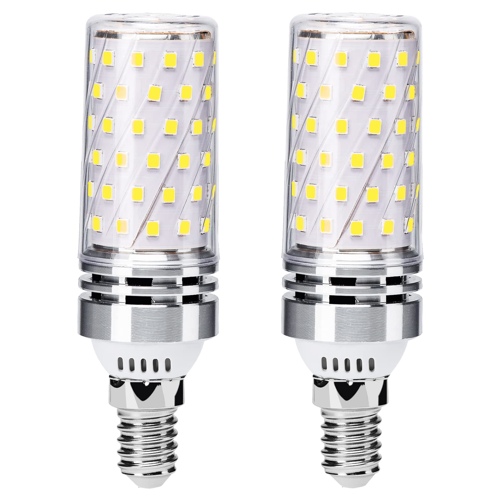 Euxper E14 LED Light Bulb 12W Cool White 6000K, E14 Edison Screw Bulbs 1200LM, Equivalent to 100W 120W Halogen Bulb, E14 LED Corn Light Bulbs for Desk Lamp, Not Dimmable, 360° Beam Angle, 2 Pack