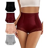 MIOTAN Women's Cotton Underwear, High Waisted Full Coverage Briefs, Soft Comfortable Ladies Panties, 4 Pack