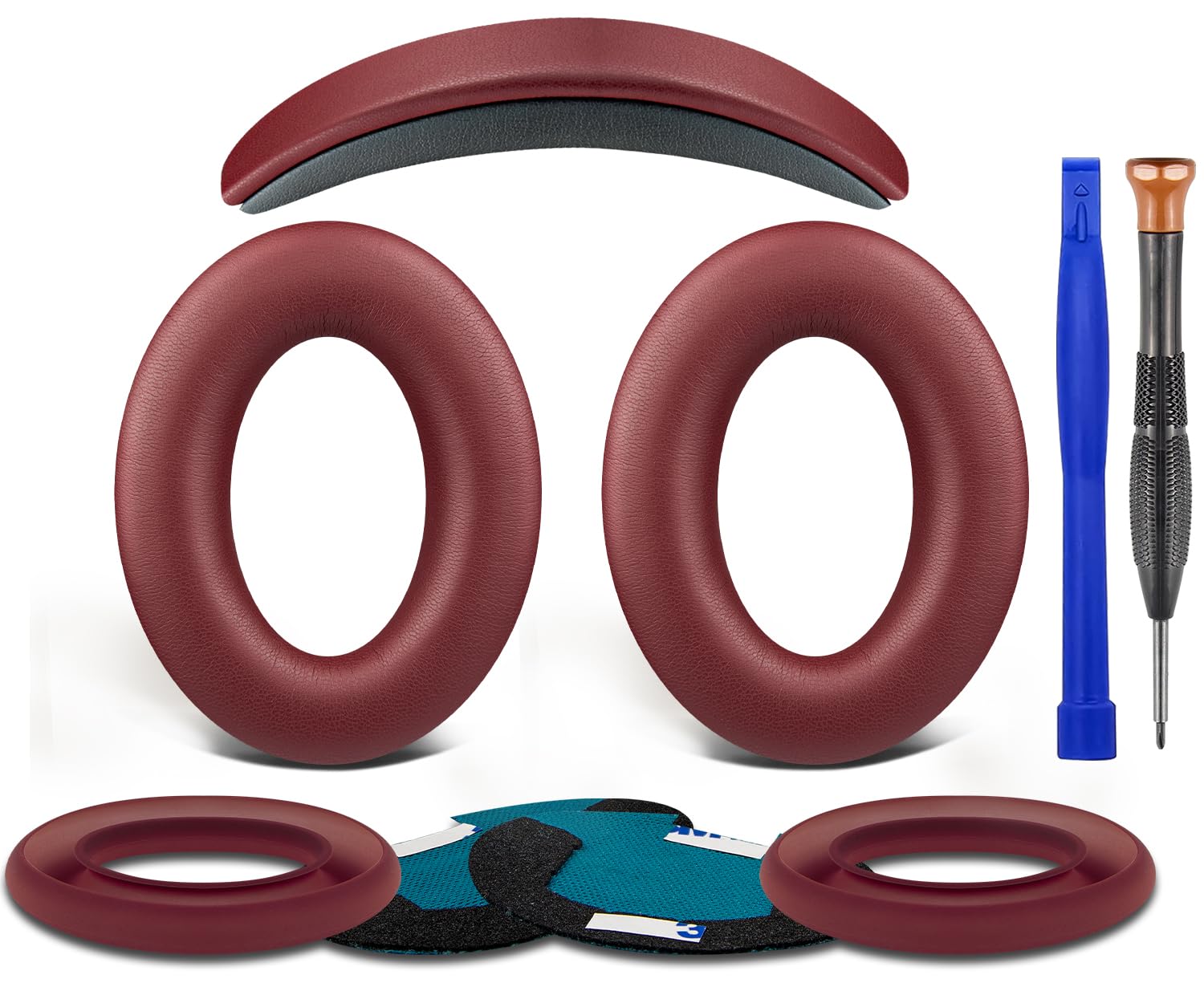 SOULWIT Replacement Kit for Bose QuietComfort 25 (QC25), Ear Pads Cushions + Headband + Earpads Cover - Burgundy