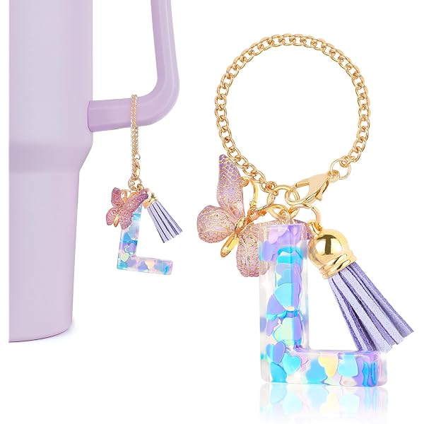 Portachiavi Mini Stanley Cup con Ciondolo Farfalla,Accessori per Borsa e Zaino, Charms Decorativi per Donne, Ragazze e Bambine,come Portachiavi Auto e Porta Fortuna per Scuola o Regalo Onomastico