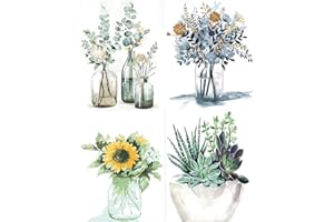 WUDWL Diamond Painting Kits for Adults - 4 Pack vase DIY 5D Diamond Art Kits Full Drill Diamond Dots Paintings with Diamonds Gem Art and Crafts Home Decor 12x16inch