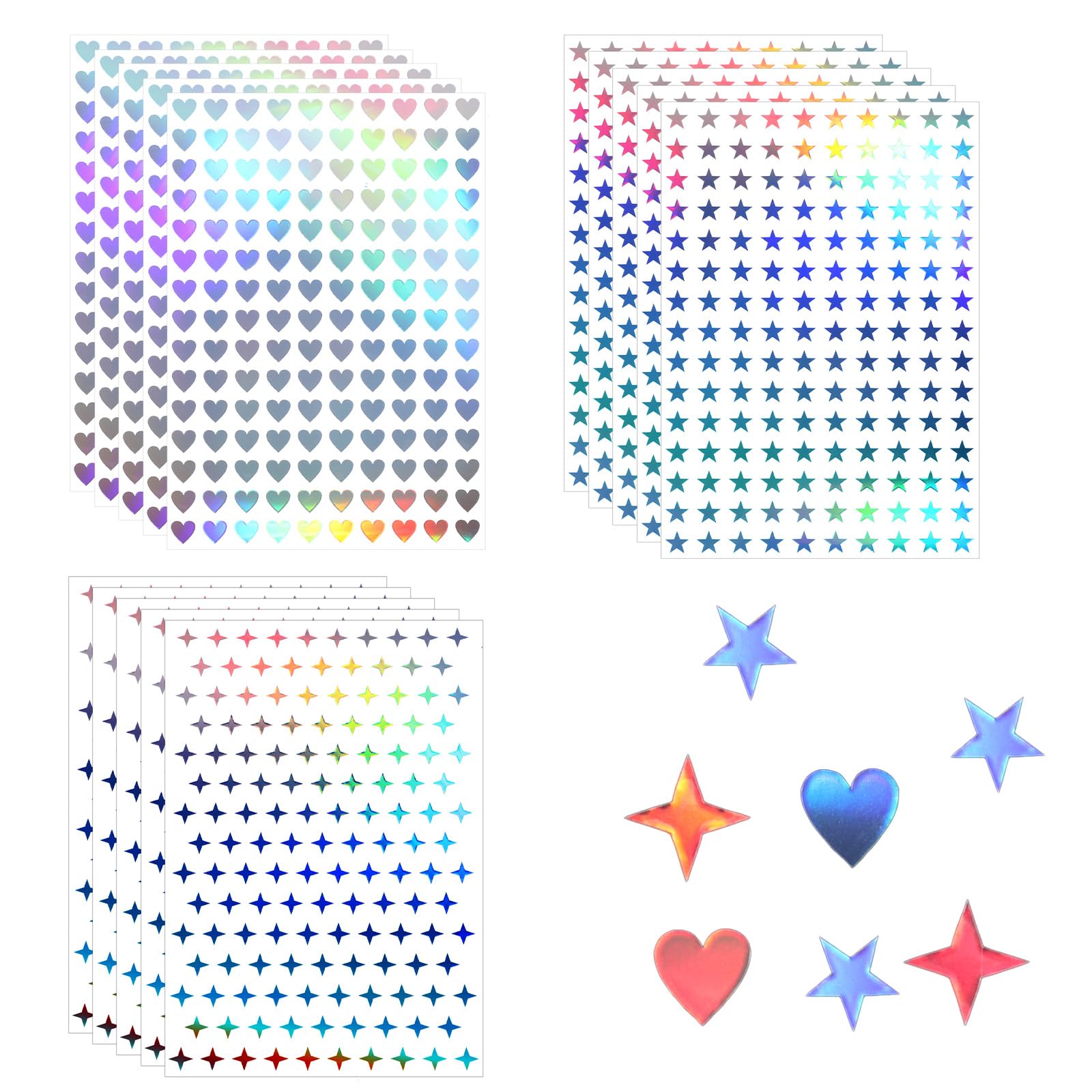Photo 1 of Star Stickers for Kids Reward 2215Pcs Self-Adhesive Holographic Stickers,Mini Star Glitter Foil Shiny Small Heart Stickers for School Home Classroom Kids Reward (15Sheet,3Style)
