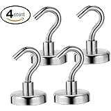 Ninth Five 25lb Magnetic Hooks,Strong Powerful Heavy Duty Neodymium Magnet Hook - Best for Your Refrigerator and Other Magnetic Surfaces(4 Pack)