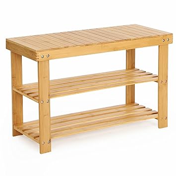Barbieya Shoe Rack Wooden Life Bamboo Shoe Cabinet Bench Bamboo