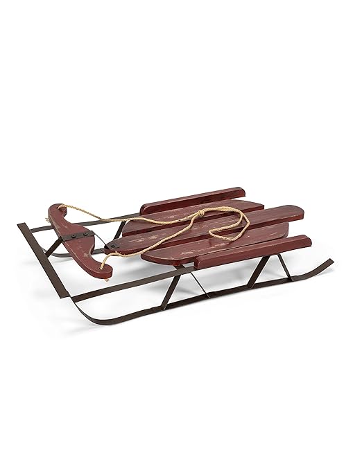 Vintage Red Wooden Decorative Old Fashioned Sled 24 Inch