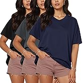 HLTPRO 3 Pack Oversized Tshirts for Women - Loose Fit Baggy Workout Tops Casual Summer Beach Vacation Plus Size Clothing