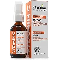 Maritime Naturals Vitamin C Serum for Face & Neck with Hyaluronic Acid & Balanced Botanicals, Professional Vitamin C Face Ser