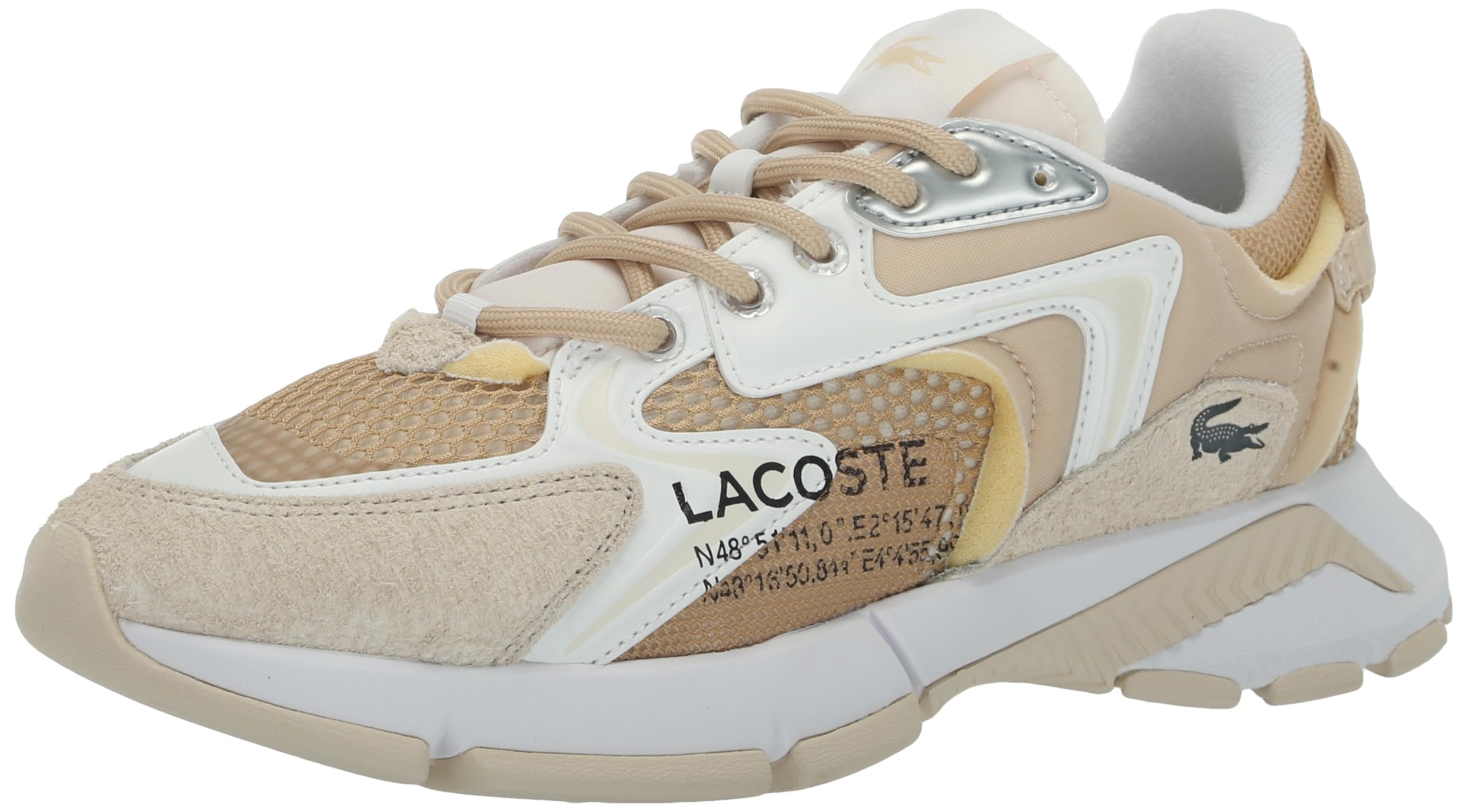 Lacoste Women’s L003 NEO Sneaker, LT TAN/WHT, 8