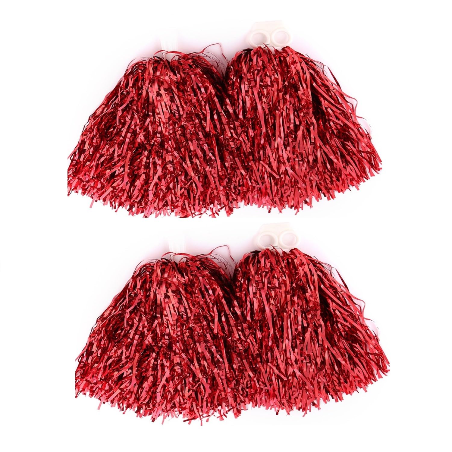 HIXNUG 2 Pairs Cheerleading Poms Plastic Hand Flower Football Basketball Cheering Props Cheer Dance Decoration for Sports Competition Festival Celebration Masquerade Ball Party (Red)