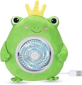 EDLDECCO Portable Fan USB Rechargeable Personal Fan Cute Stuffed Crab Frog Fan for Home Office Travel Kids Gifts 3 Speeds 45°Adjustable Head Desk Table Small Cooling Fan