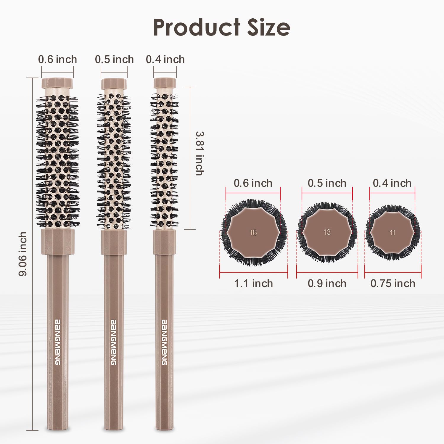 3 Pieces Small Round Brush Set, 3/7 1/2 5/8 Inch Barrel HairBrush for Blow Drying, Soft Bristles Style Volumize Hair Brush for Women Men Short Hair, Bangs, Roots, Curling, Straight