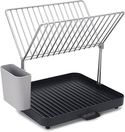 Joseph Joseph Y-Rack 2-Tier Dish Drying Rack with Utensil Holder Gray
