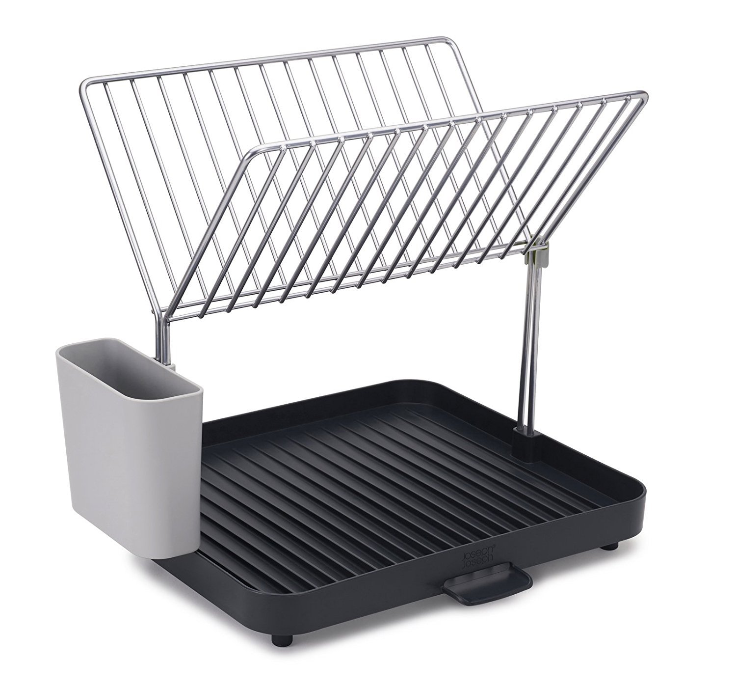 Joseph Joseph Y-Rack - Space saving 2 Tier Dish Drainer Rack with self-draining utensil pot and spout, Grey