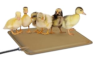 K&H Pet Products Thermo-Peep Chicken Heating Pad for Brooders and Chicken Coops, Warming Heat Plate for Chicks and Ducklings, Safety Listed Poultry Heat Lamp Alternative - Petite 12 X 9in, Tan 20W