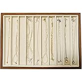 HOUKANWE Large Jewelry Trays for Drawers Stackable Velvet Jewelry Display for Vendors Jewelry Drawer Organizer Inserts for Rings Necklace Bracelets Earrings and Studs Earrings (Beige, 10 Grid)