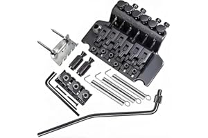 ZHRMZHG Double Locking Tremolo Bridge System with Arm - Compatible with Floyd Rose & Strat Electric Guitars, Chrome Replacement Part (Black)