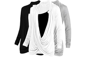 Free to Live 3 Pack Long Sleeve Nursing Tops Breastfeeding Shirts Cardigan Sweaters for Women Lightweight Postpartum Clothes
