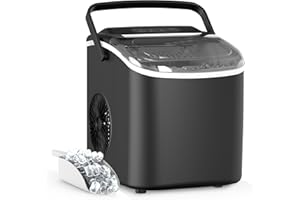 HealSmart Ice Maker for Countertop, 26lbs Ice/24Hrs, 9 Ice Cubes Ready in 6 Mins, Self-Cleaning Feature, Ice Spoon and Basket Included, for Home, Kitchen, Camping, Party, Black New
