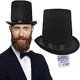 Nicky Bigs Novelties Black Top Hat For Men, 8-Inch Tall Top Hat, Magician TopHat, Victorian Hats, Mens TopHat Costume, Presidents Day Costume Women