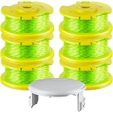 Kousika 7Pack .080" String Pre-Wound Spool Compatible with Hart Auto-Feed String Trimmer Cordless Trimmers and Cover Cap Replacement Part (6 Spools, 1 Cap)