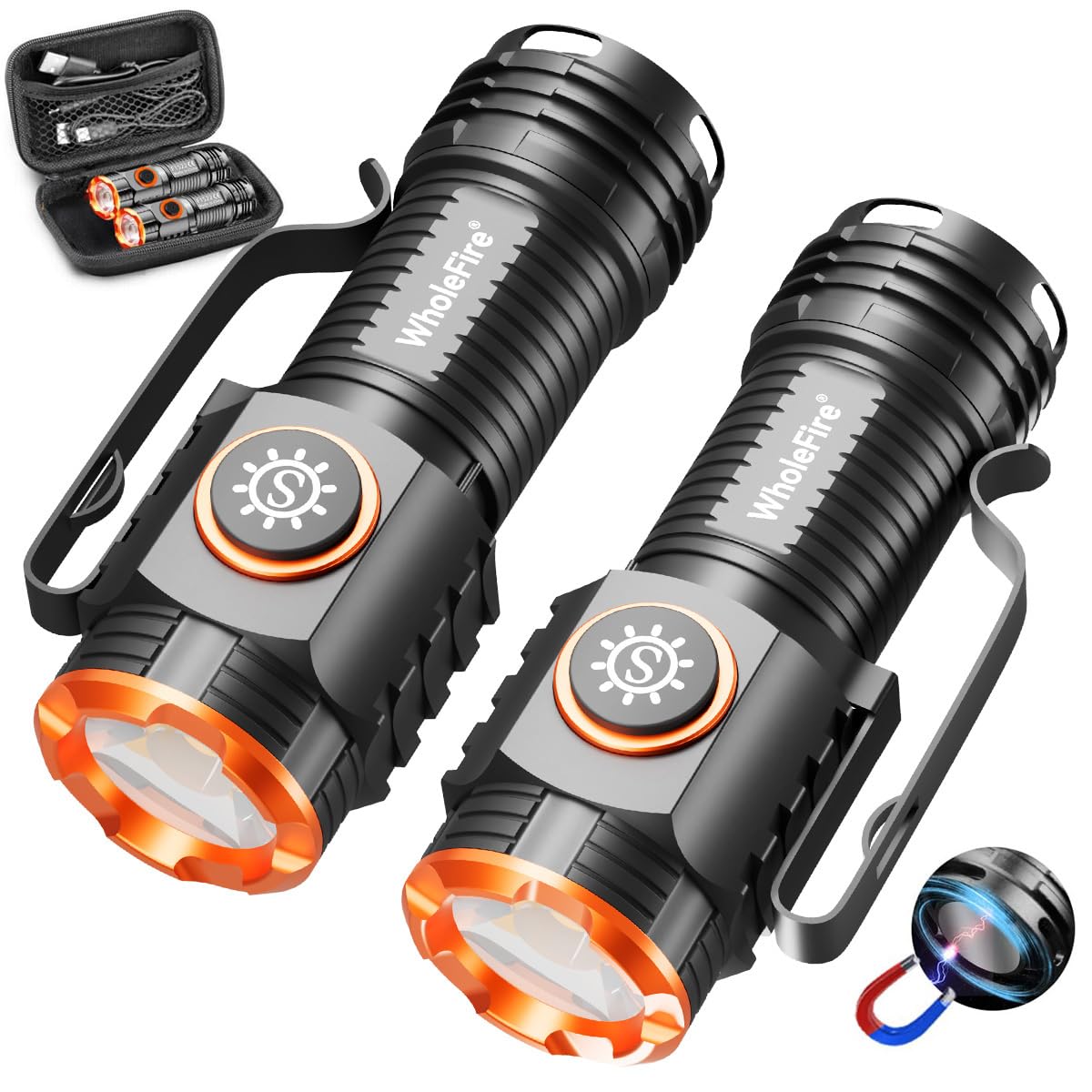 WholeFire Mini LED Flashlight LED Torch Rechargeable 1000 Lumens Waterproof 3 Modes Mini Handheld Small Torch for Camping, Outdoor, Hiking, Emergency