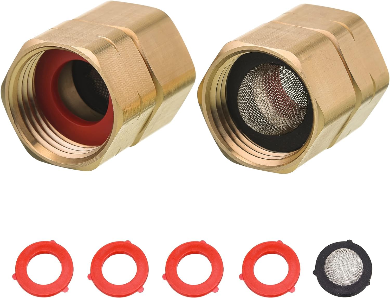 M MINGLE Garden Hose Adapter, Female to Female, Heavy Duty Brass Connection Fittings 3/4 Inch with Double Swivel, Pressure Washer to Garden Hose Connector