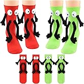 ONKZMORA 2 Pairs Funny Kids Holding Hands Socks, Magnetic Cute Crazy Novelty Cotton Socks for Toddler Boys Girls 4-11 Years