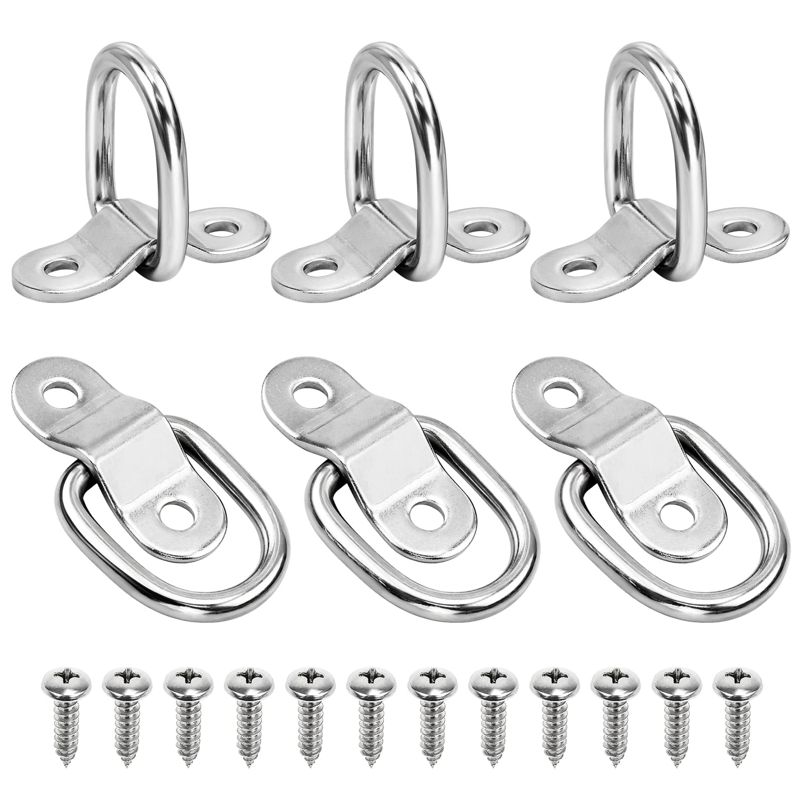 Hysagtek 4 Pack D-Ring Anchor Tie Downs Lashing Rings Tie Down Anchors for Trailer, Stainless Steel D Rings Load Cargo Anchors Points with Mounting Bracket for Truck Boat Cars