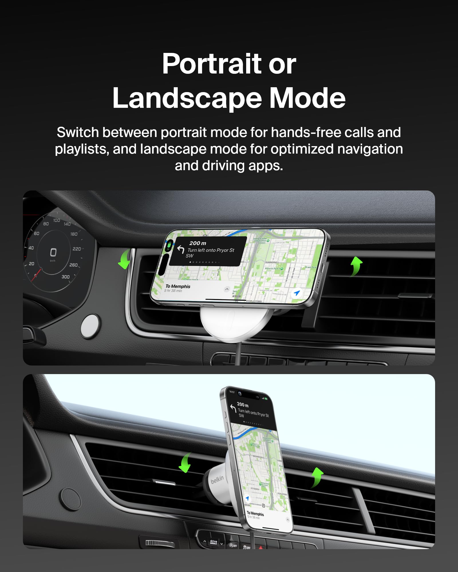 Belkin MagSafe-Compatible Wireless Car Charger 15W, Fast Charging Wireless Charger - Powerful Magnetic Vent Holder for iPhone 17, 16, 15, 14, 13 Series, Pixel 10, Secure Car Phone Mount - White