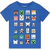 Minecraft T-Shirt Sprites Characters Gamer Gifts Boys Black Short Sleeve Top