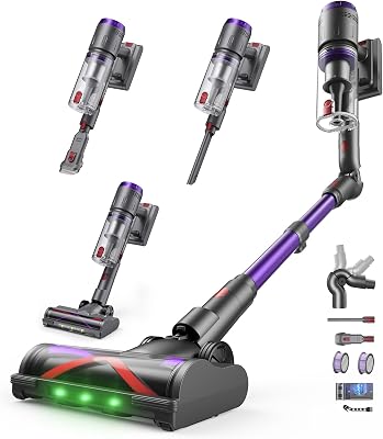 Aspirapolvere Senza Fili 90 Min, 600W/58000Pa, Scopa Elettrica Senza Fili, Aspirapolvere Senza Filo con LED Touchscreen, Autoportante Anti-Avvolgimento per Tappeti/Pavimenti/Peli Animali