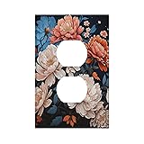 Xuejiaku Decorative Outlet Covers Red White Flowers