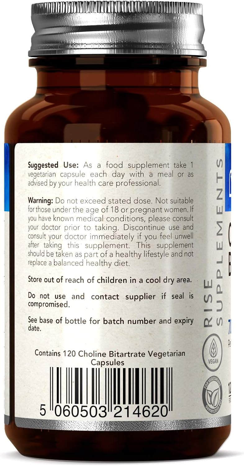 Choline Bitartrate 700mg [High Strength], 120 Vegan Capsules Fatty